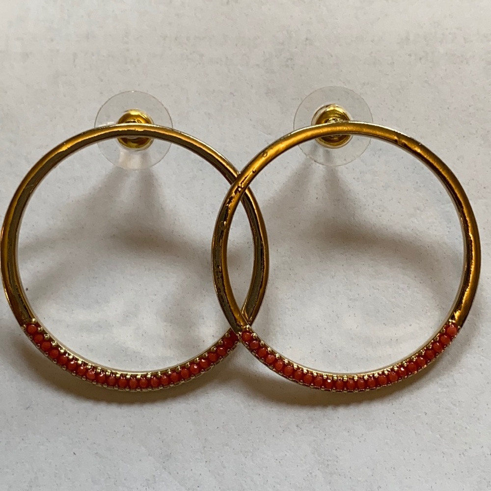 Gold and Coral Hoops